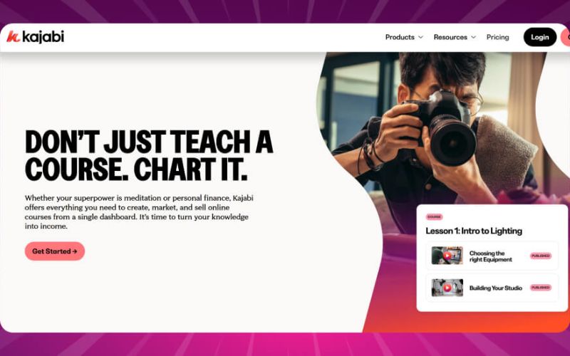 Website bán khóa học online Kajabi